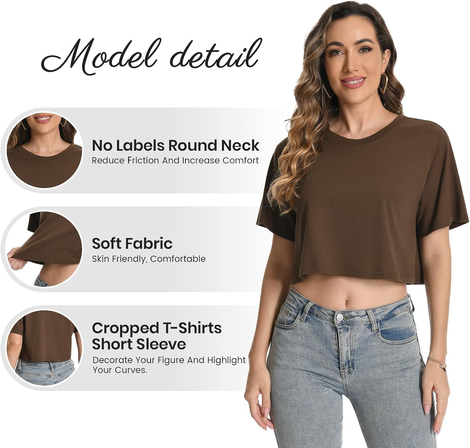 Femdouce 4 Pack Women's Workout Crop T Shirts Cotton Round Neck Short Sleeve Tops Trendy Casual Athletic Running Tees - Image 6