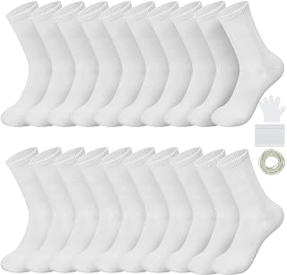 10 Pairs White Cotton Socks for Tie Dye White Crew Ankle Socks Tie Dye kit Party Supplies