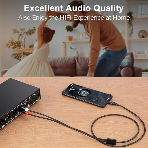 Miniatura 3 de J&D Cable de audio USB C a RCA, cable convertidor de audio estéreo trenzado tipo C macho a 2RCA macho cable divisor en Y compatible con Google Pixel