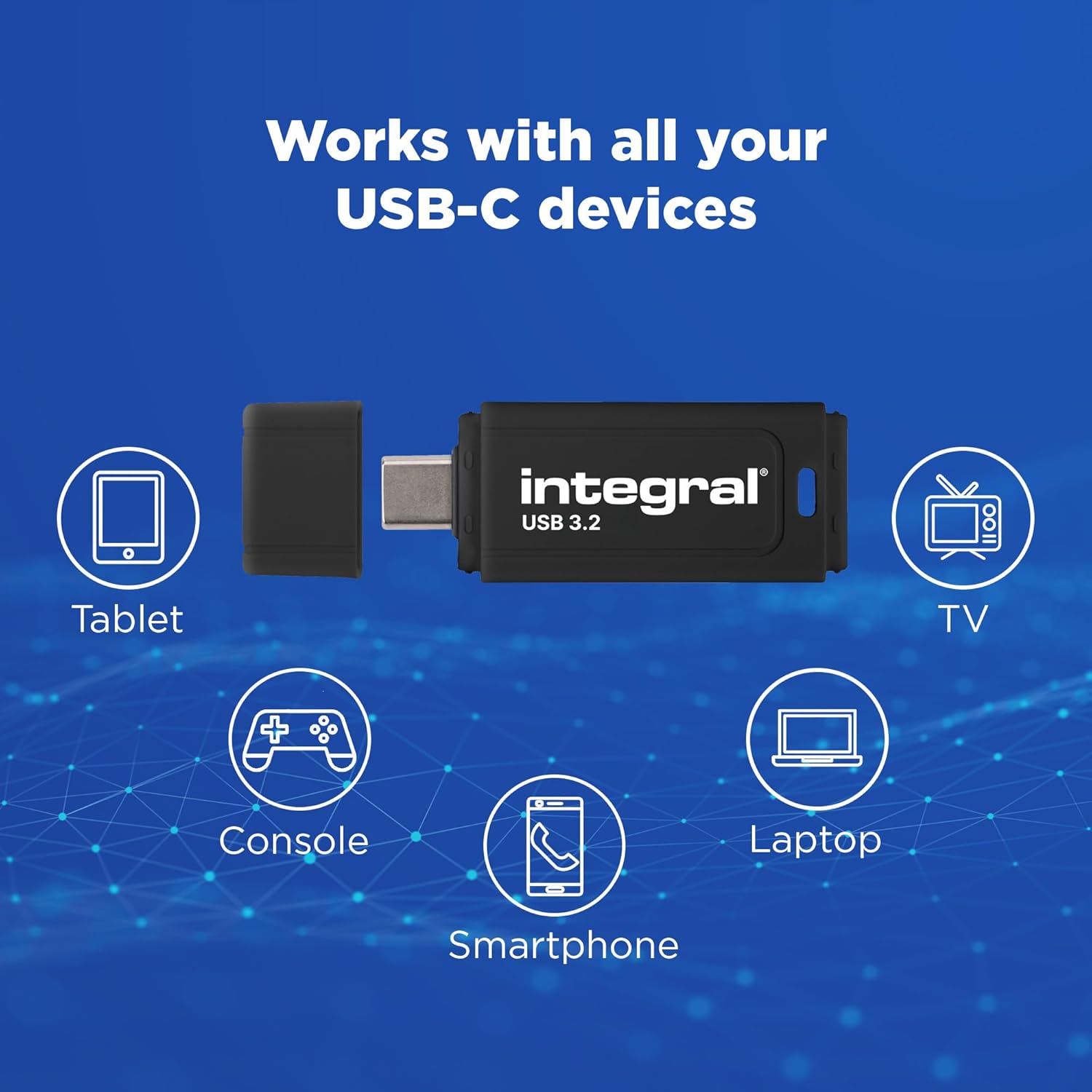 Integral USB-C Black 64GB USB 3.2 Gen 1 Flash Drive - High Speed Type-C/USB 3.1/3.0, Read 150MB/s, Write 30MB/s, Plug and Play, Portable Storage for PC, Mac, Laptop