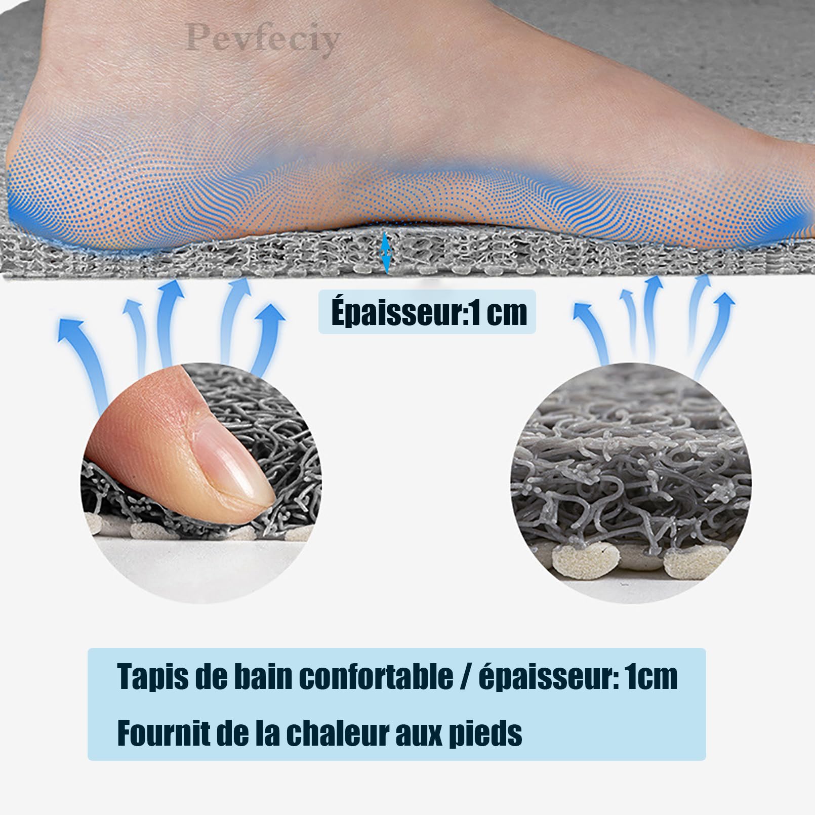 Pedana doccia antiscivolo 90x140 Modello bagno Tappeto doccia antiscivolo Morbido e confortevole PVC Adatto bagni moderni, Alta permeabilità all'acqu