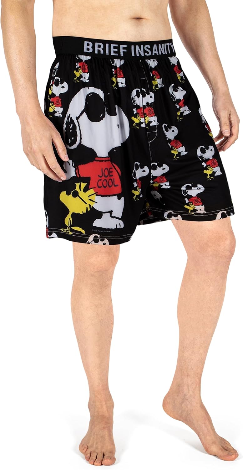 BRIEF INSANITY Snoopy Unisex Joe Cool Boxer Shorts | Peanuts Print Snoopy Boxer Shorts | Charlie Brown - Image 2