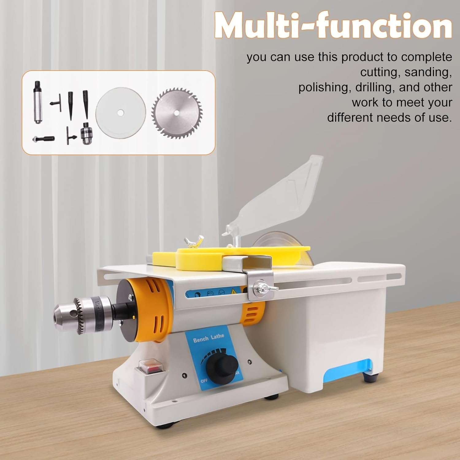 Table Saw Rock, Multifunction Mini Saw Woodworking Lathe Electric Polisher Grinder Cutter Jewelry Lapidary Saw for Cutting Rocks DIY Lapidary Equipment 0-10000r/min with Flexible Shaft
