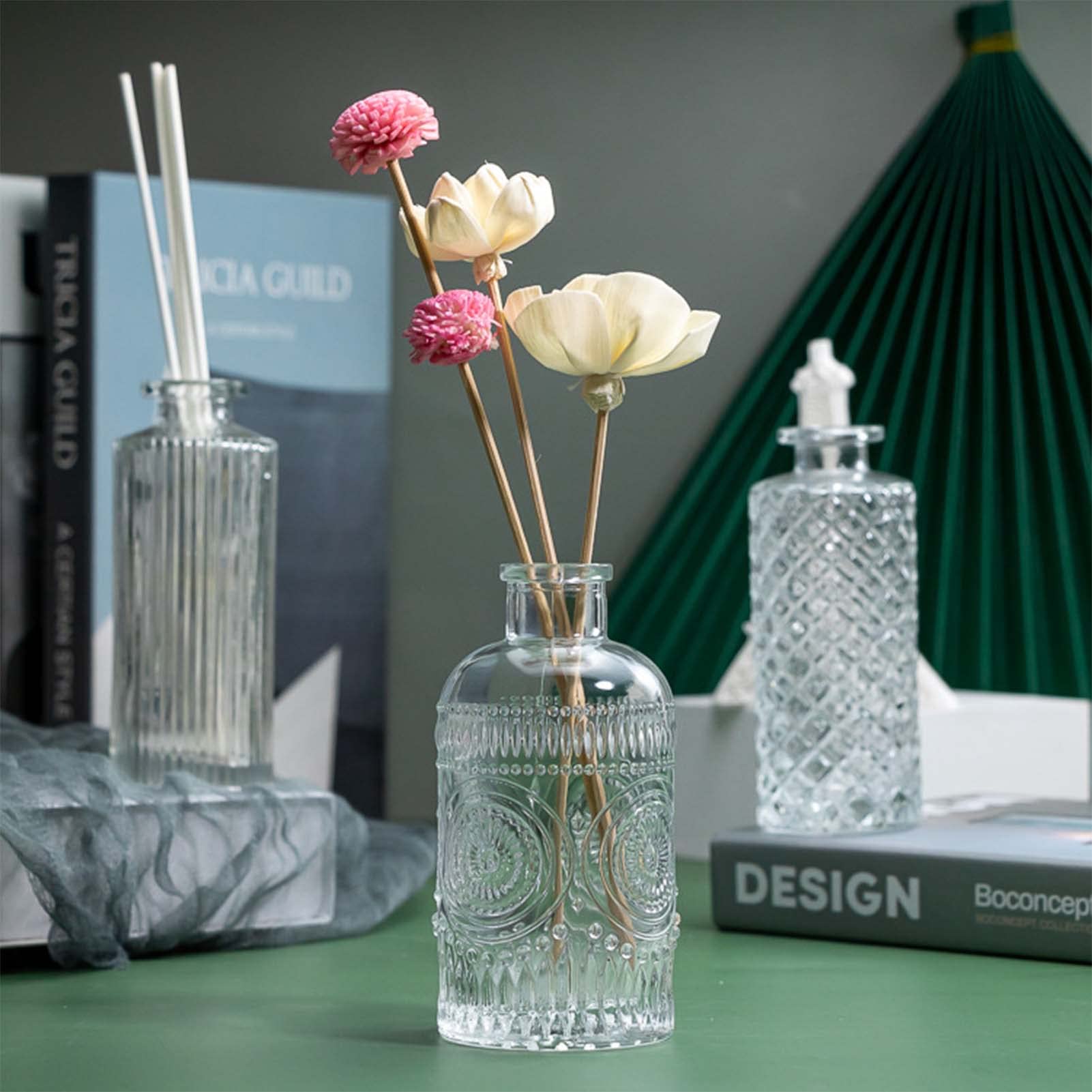 Lot De 6 Petits Vases En Verre Vintage - Mini Vases Déco Avec Ficelle - Décoration Table Mariage