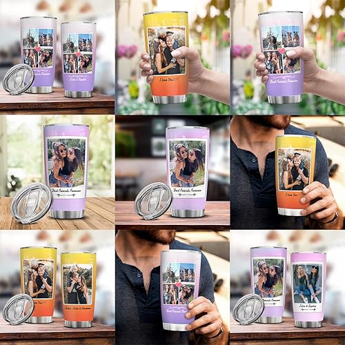 Miniatura 4 de Wassmin Vaso personalizado con texto de imagen, acero inoxidable, 20 onzas, 30 onzas, taza de viaje aislada con imágenes, fotos, regalos para