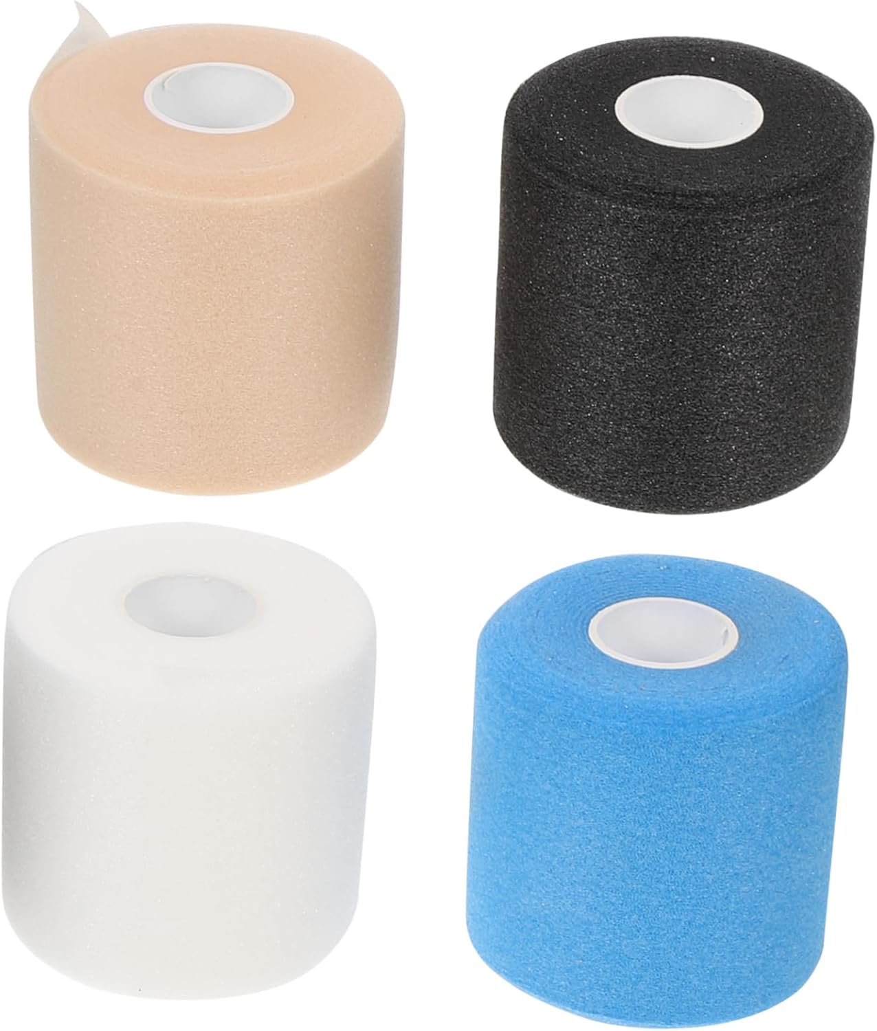 4rolls Elastic Protective Athletic Joint Wraps Racket Shock-Absorption Tape Skin-Friendly Bandage Skin Tone Lightweight Portable for Sports Use