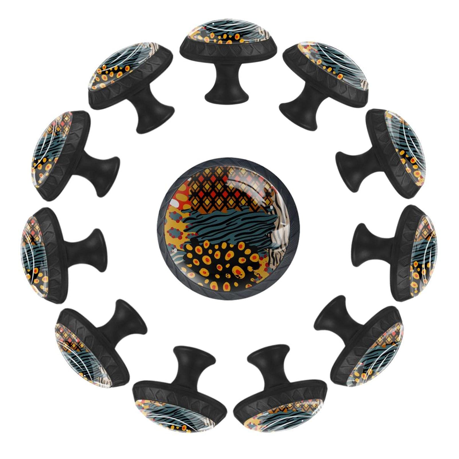 Boutons de tiroir ronds de 35 mm Tribe au motif faune sauvage pour relooker vos meubles