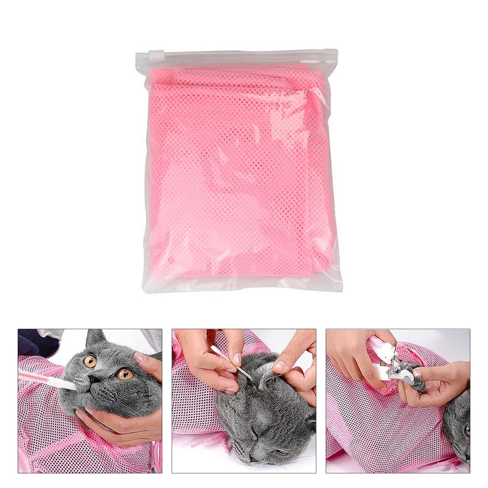 Qsvbeeqj Pet Grooming Net Bag for Cat for Grooming Easy Bath Ear Nail Trimming Easy Bath Helper Anti-Scratch Cat Grooming Nail Cutting Anti Scratch Fixed Bag Trimming