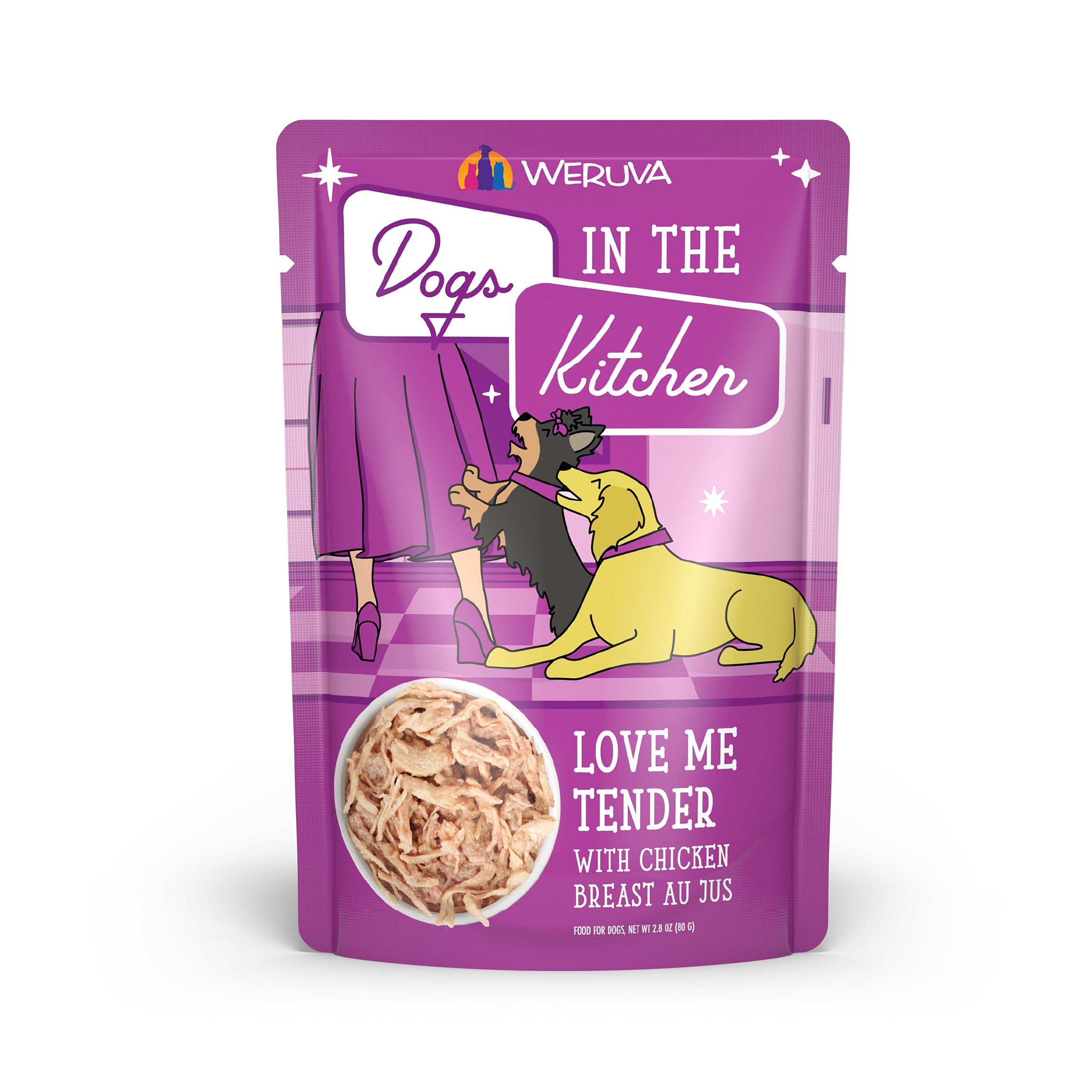 Weruva Dogs in the Kitchen, Love Me Tender with Chicken Breast Au Jus Dog Food, 2.8oz Pouch (Pack of 12)