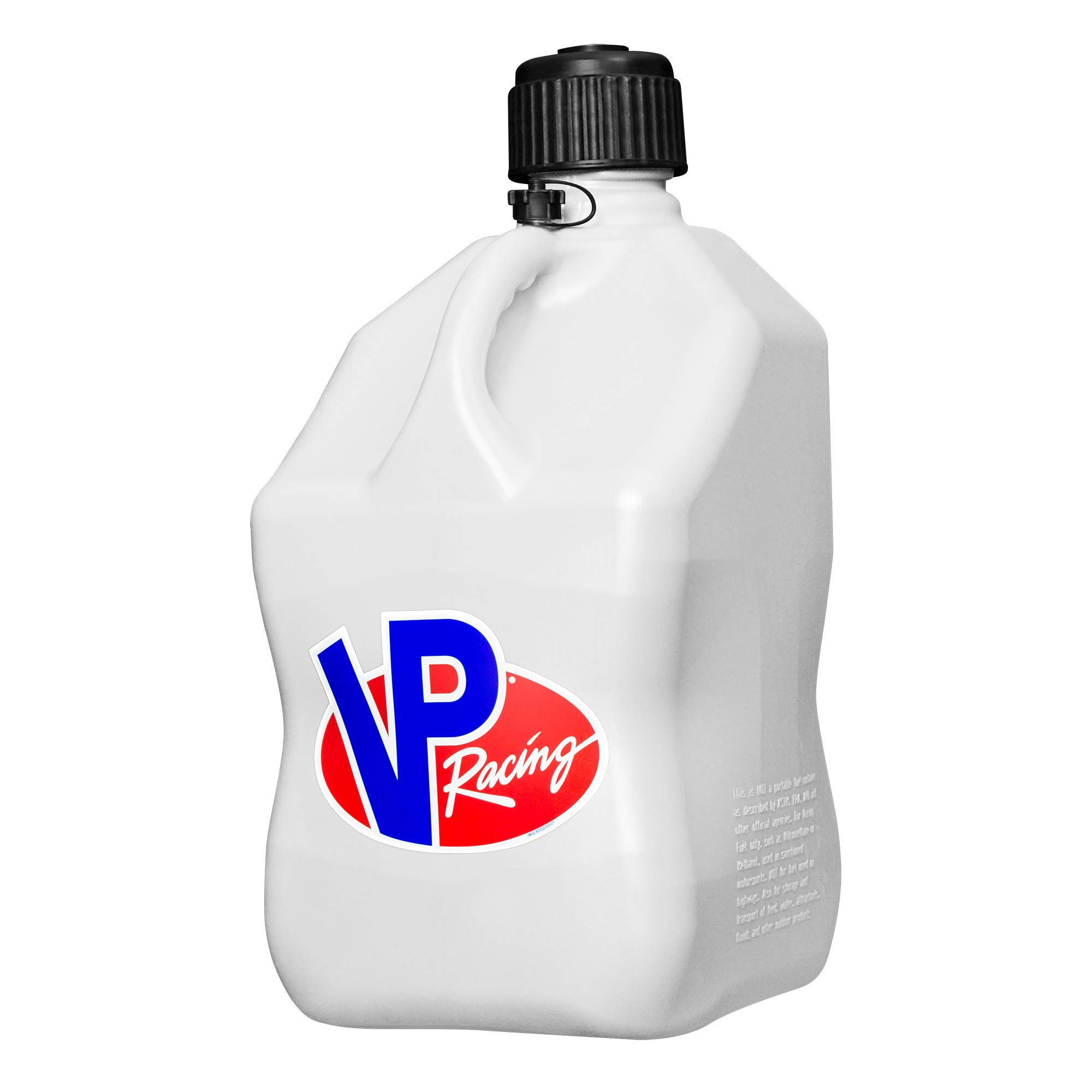 VP Racing Fuels - Contenedor cuadrado de 5 galones para deportes de motor, color blanco y manguera estándar de 14 pulgadas (paquete de 2)