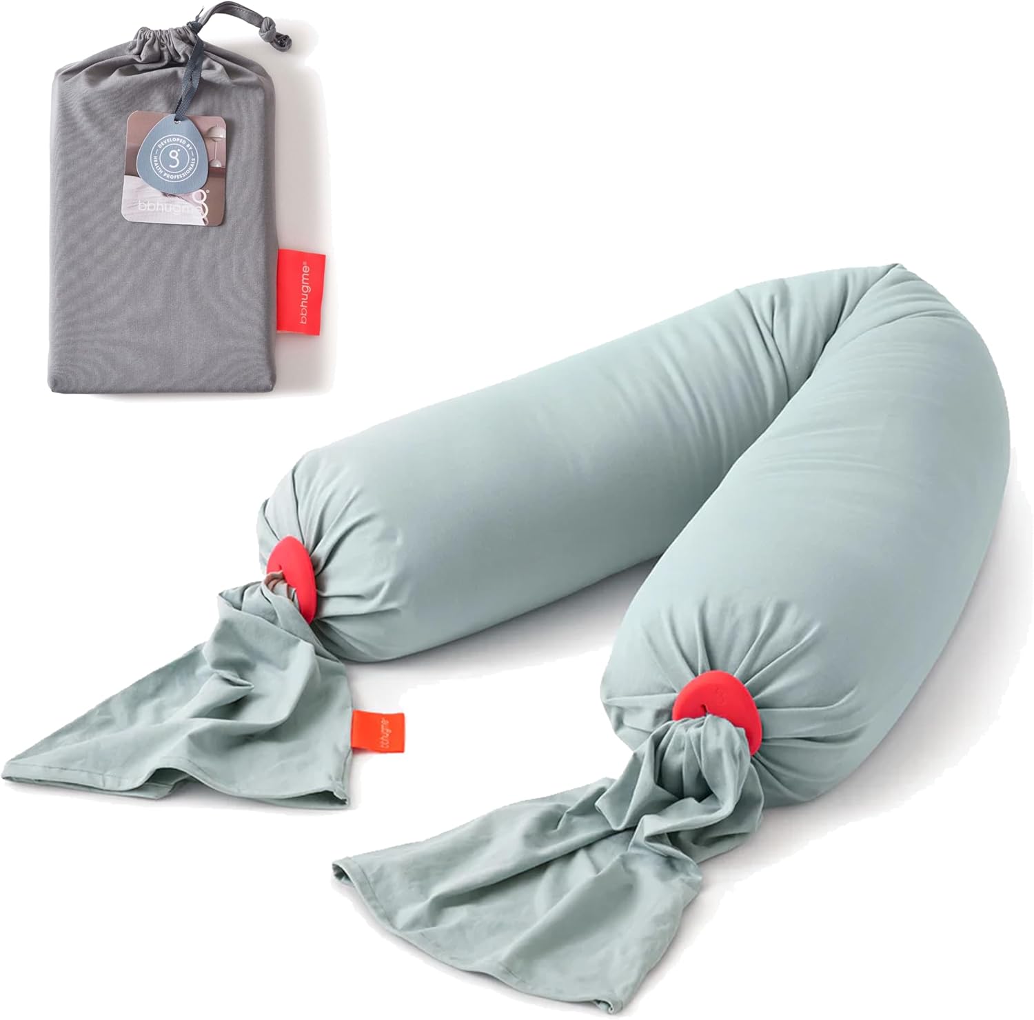 bbhugme Adjustable Pregnancy Pillow with Eucalyptus Cover & Extra Stone Cover - Full Body Support for Side Sleeping During Pregnancy