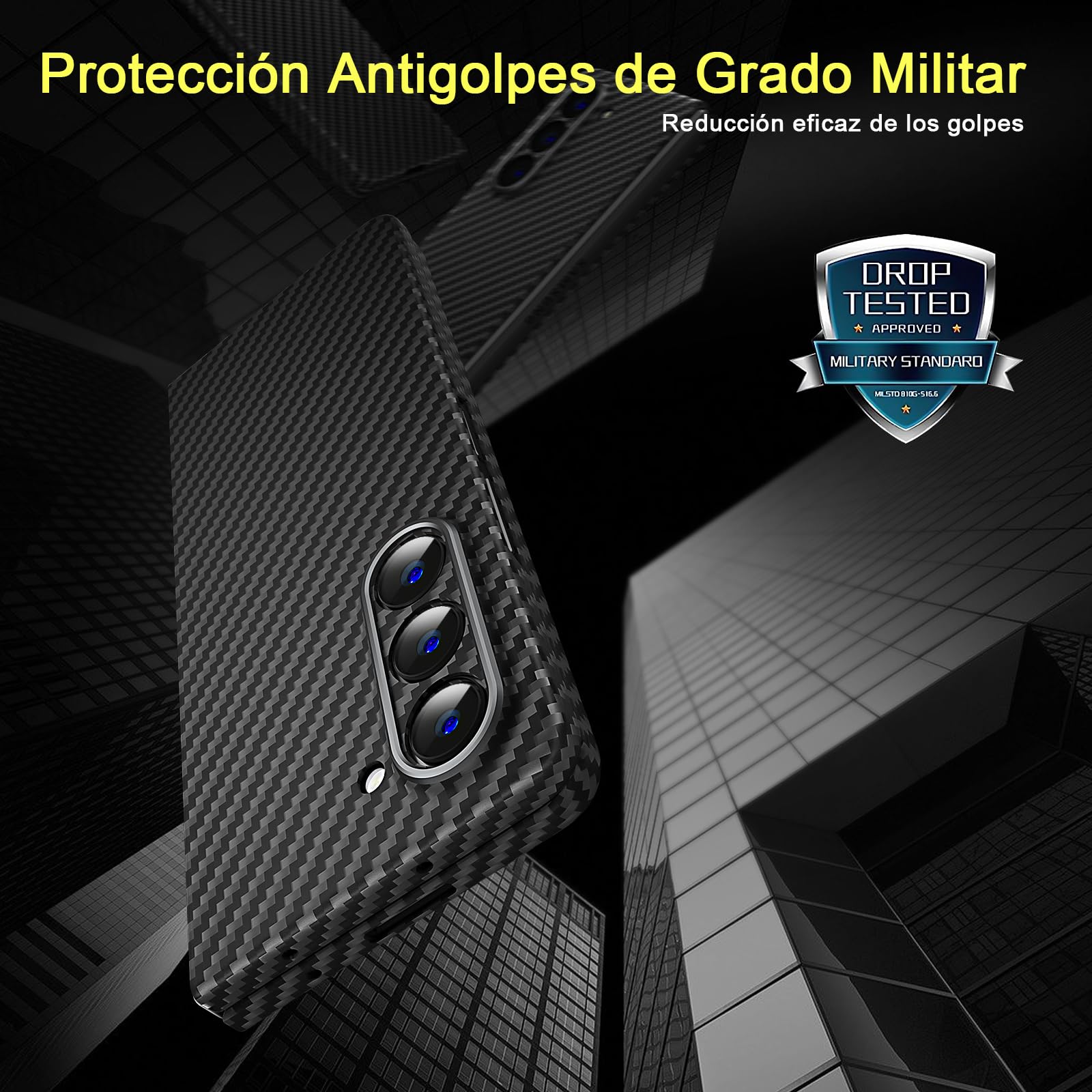 memumi Funda Aramida Carbono para Samsung Galaxy Z Fold 5 Funda 0.5 mm de Carbono Resistente y Duradero para Galaxy Z Fold5 5G Case Fibra Aramida con Protección contra Caídas de Grado Militar Negro