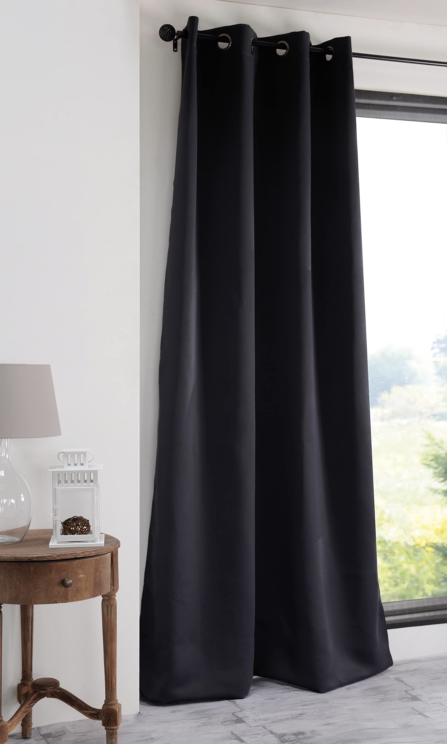 LOVELY CASA r91840015 Notte Polyester Curtain 140 x 280 black, W 55.1" x L 110.2" (1 Panels) - Image 2