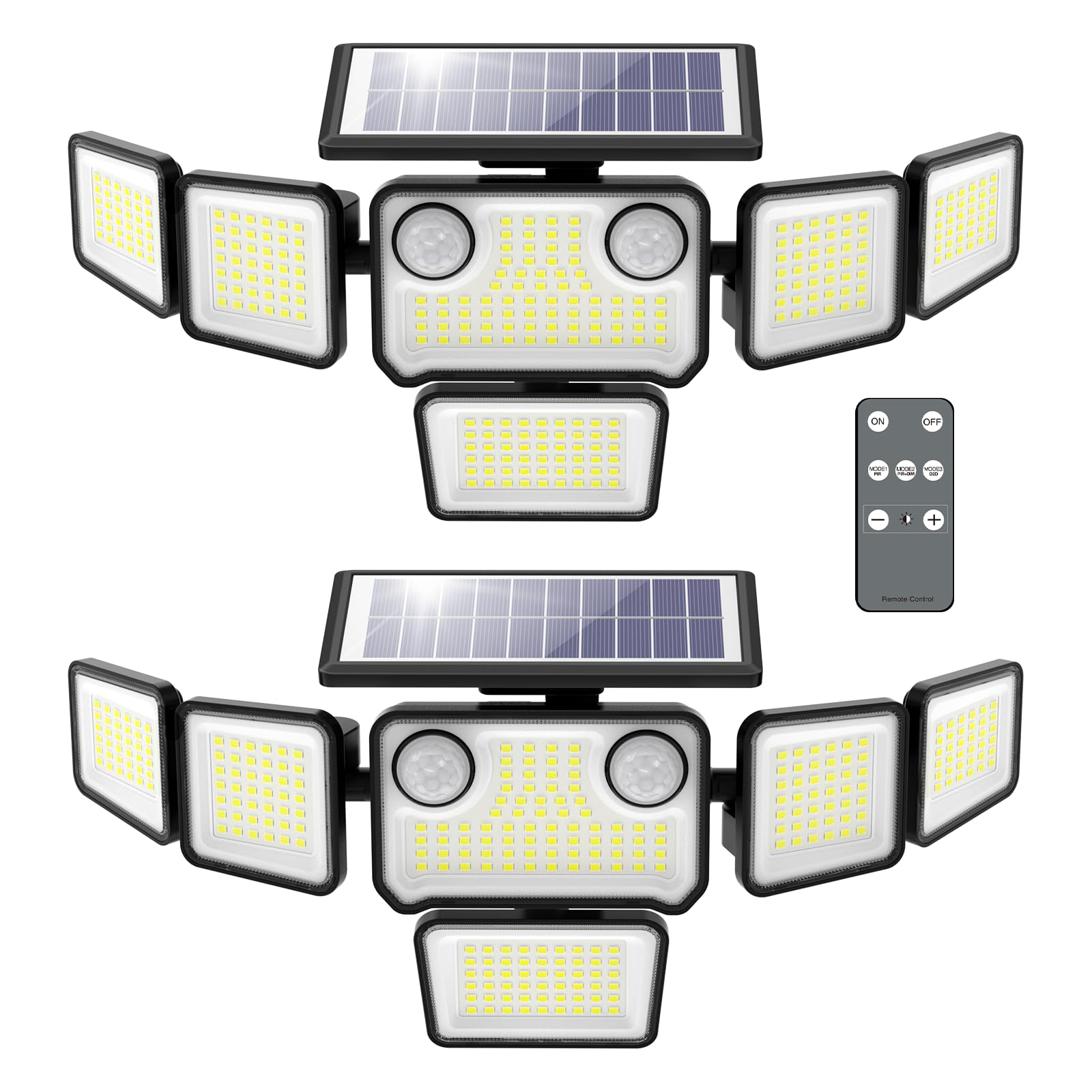 Onforu Solarlampen für Außen mit Bewegungsmelder für Terrasse, Garage 2 er | 3000LM, 6 verstellbare Leuchtenköpfe, IP65 Wasserdichte Led Solar Strahler Außen, Einstellbare Helligkeit Solar Aussenleuchte