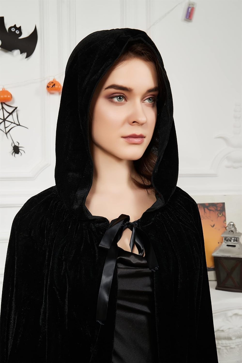 Hooded Cloak Vampire Long Cape Velvet Adult Costumes Carnaval Halloween Christmas - Image 7