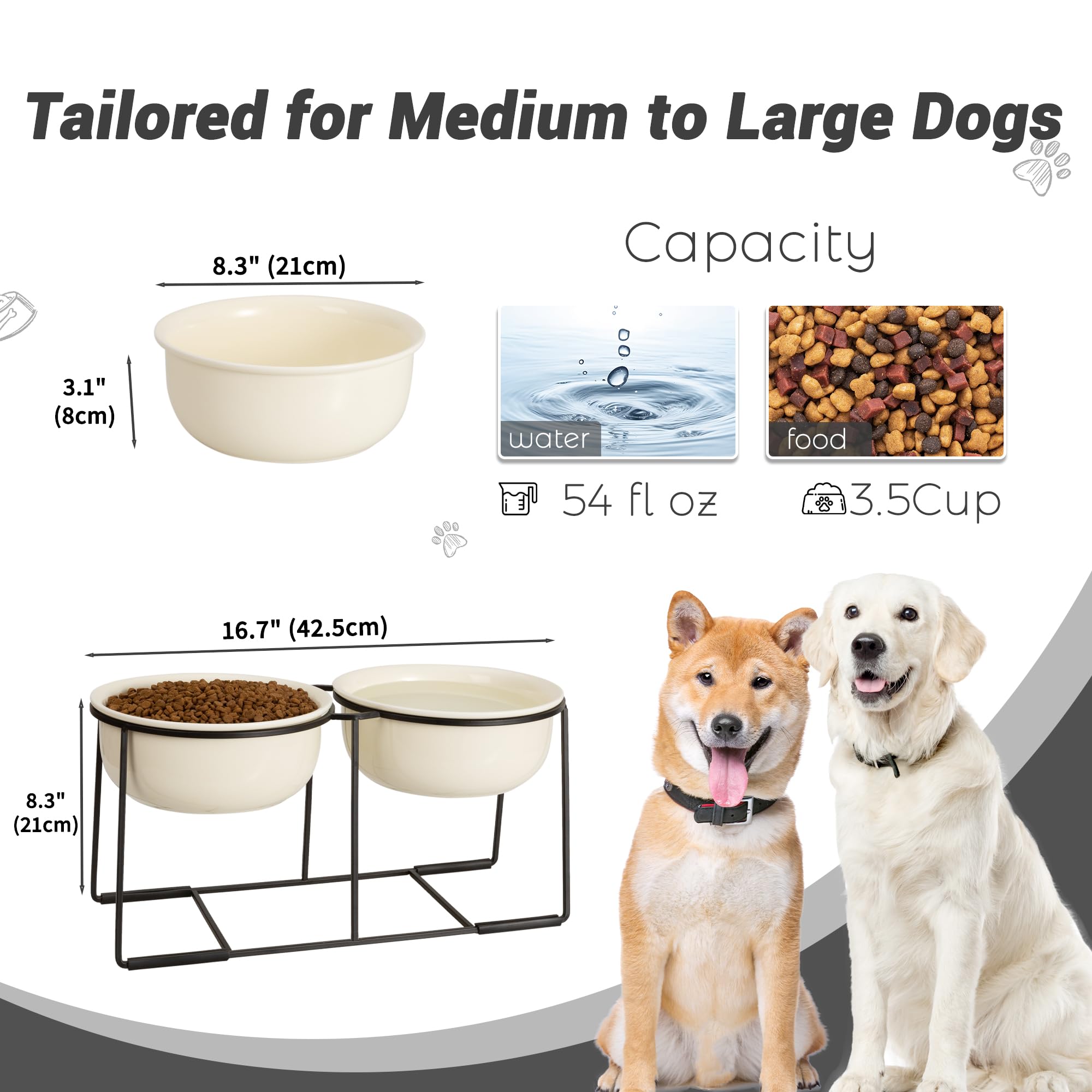 Dog Bowls Elevated Ceramic Elevated Dog Bowl Set Large Dog