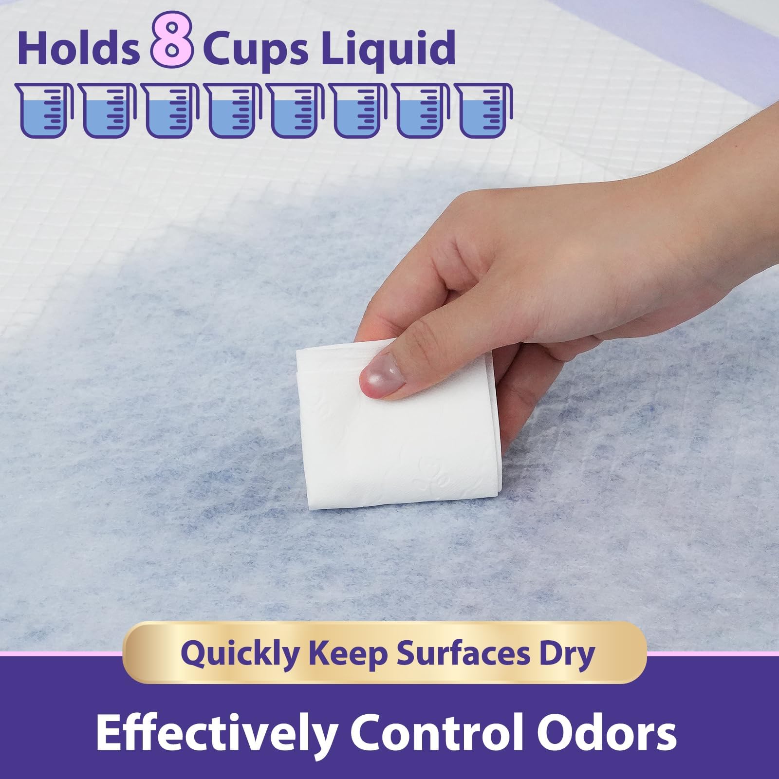 MILDPLUS Sottoassorbenti usa e getta resistenti, 76 x 91 cm (50 pezzi) | 110 g super assorbenti | viola a prova di perdite per la cura dell'incontinenza di adulti, anziani, bambini e animali domestici