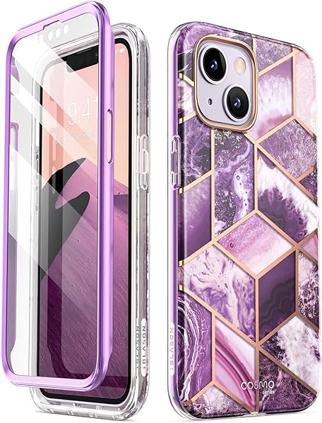 i-Blason Cosmo Series for iPhone 14 Plus Case 6.7 inch (2022 Release), Slim Full-Body Stylish Protective Case with Built-in Screen Protector (Ameth)
