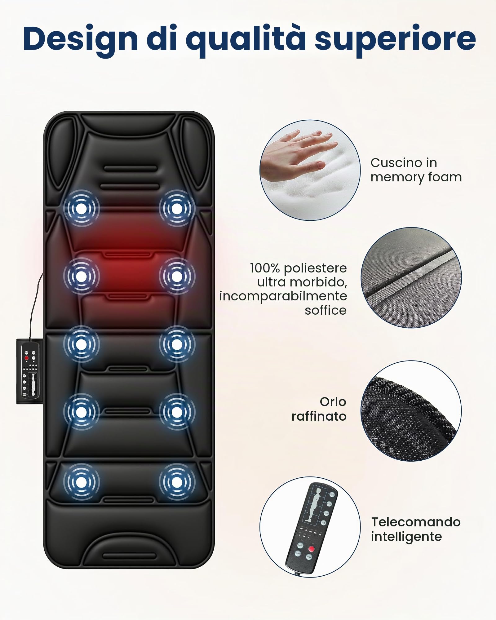COMFIER Tappetino Massaggiante con Funzione Riscaldante, Coprisedile Materassino Massaggiante Vibrante con 10 Motori di Vibrazione, 5 Modalità di Massaggio e Funzione di Spegnimento Automatico, Regalo