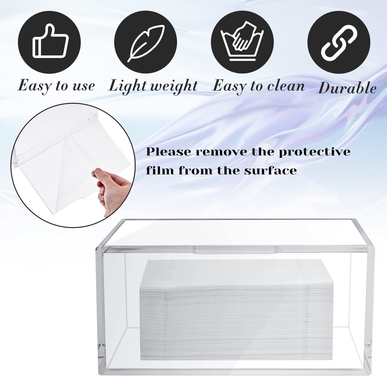Maitys 2 Pcs Acrylic Laundry Dryer Sheet Holder Clear Dryer Sheets Dispenser Container with Lid for Laundry Room Organization - Fabric Softener Sheets Storage Box for Home, Transparent(Classic Style)