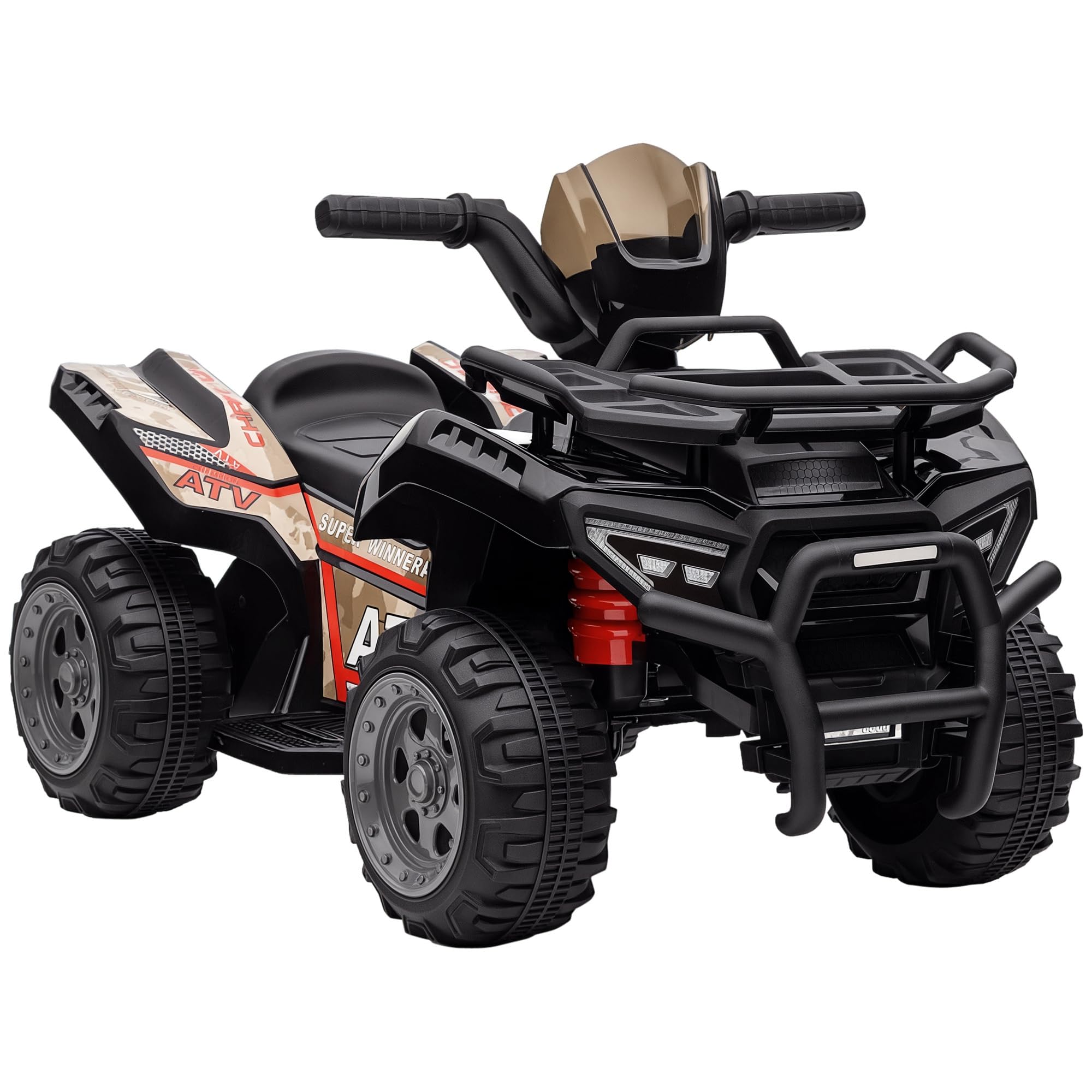 HOMCOM ATV samochód dziecięcy akumulator 6V samochód elektryczny LED przednie światło pojazd dla dzieci motocykl dziecięcy elektryczny quad dla dzieci 18-36 miesięcy dzieci metal tworzywo sztuczne PP