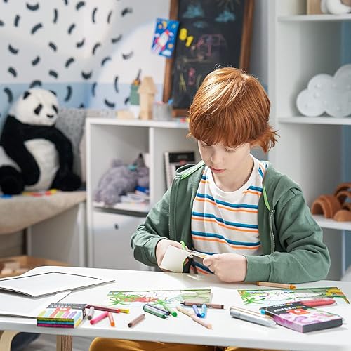 Miniatura 5 de Arteza Kids Kit de rompecabezas para colorear, 5 rompecabezas de dinosaurios, 16 crayones y 6 tubos de pegamento con purpurina, 5 marcos,