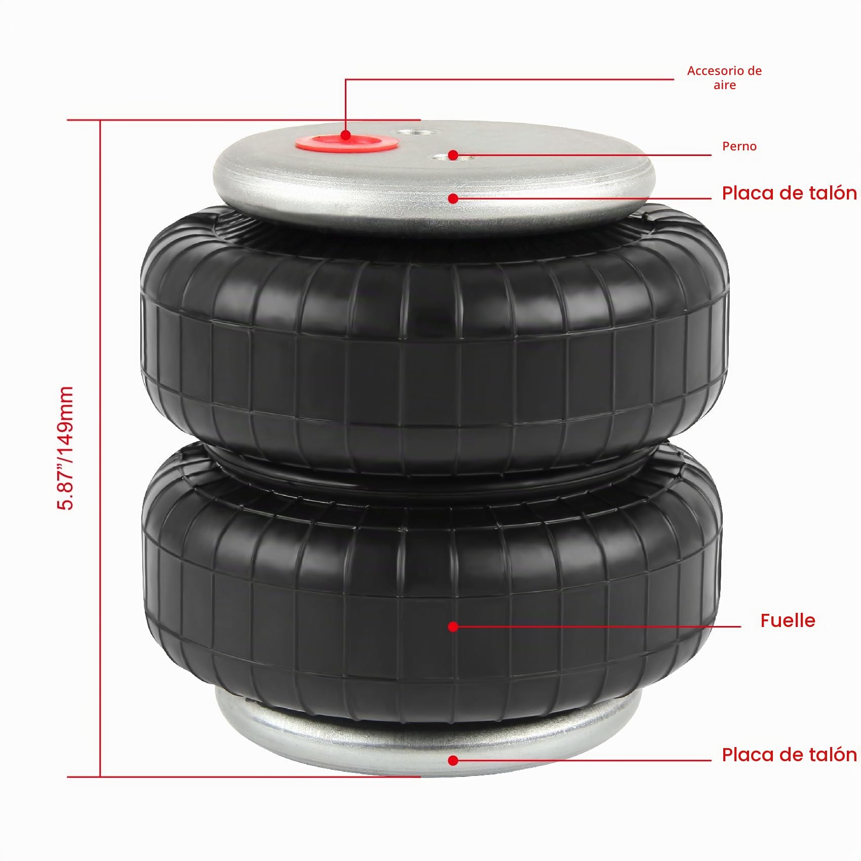Docas 2x Muelle de suspensión aire Balona Standard 2500 Pound 1/2"npt Aeropuerto único para F.o.r.d F150/F250 Chevrolet Silverado Dodge Ram 1500 2500 3500