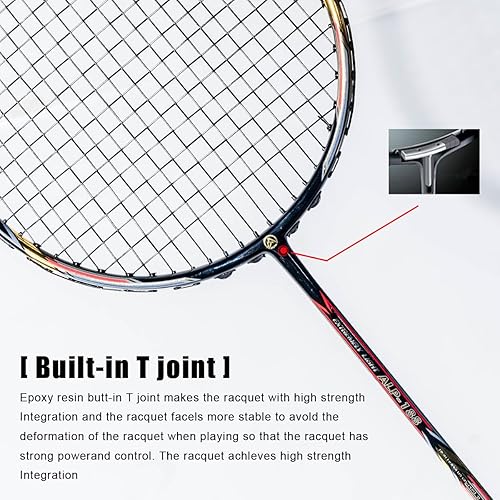 Miniatura 5 de ALPSPORT ALP-188 Air 10U G5 - Juego de 2 raquetas de bádminton de fibra de carbono profesional súper ligeras para deportes al aire libre, incluye 1