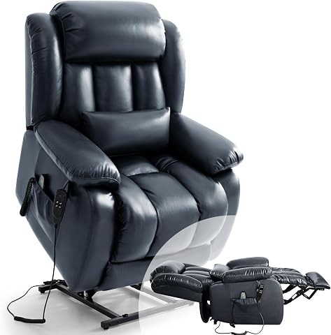Infinite Position Lay Flat Power Lift Recliner Chair for Elderly, Blue