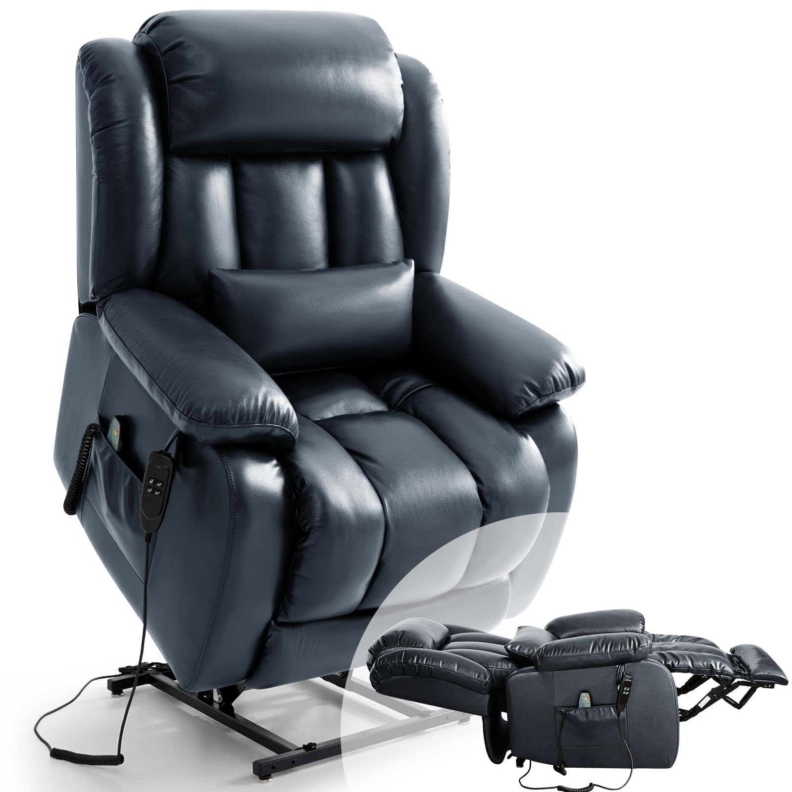 Infinite Position Lay Flat Lift Recliner Chair for Adults, Dual Motor Power Lift Chair for Elderly with Massage & Heating, USB Ports, Remote Control &