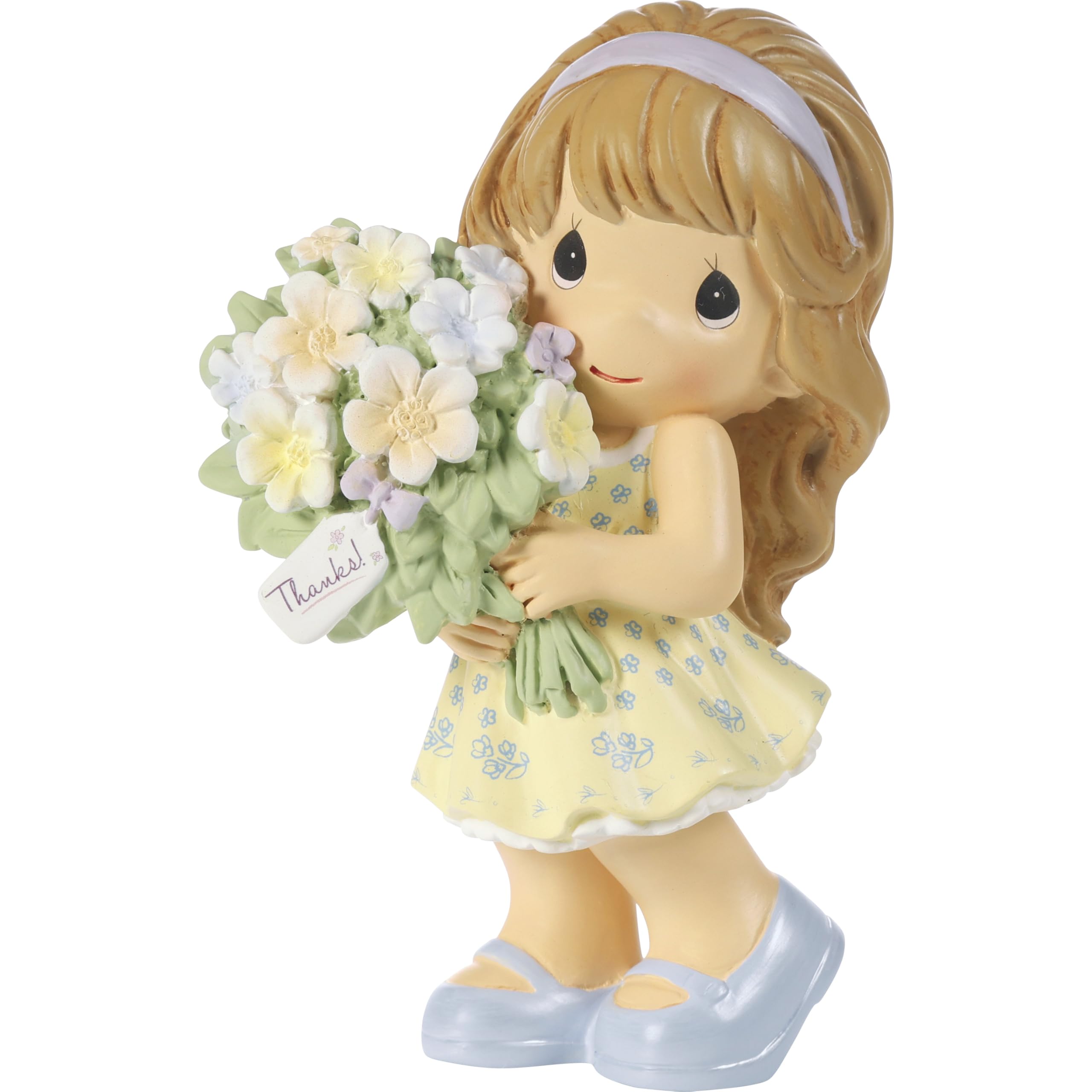 Cadeau de remerciement figurine en résine fille avec fleurs pour maman