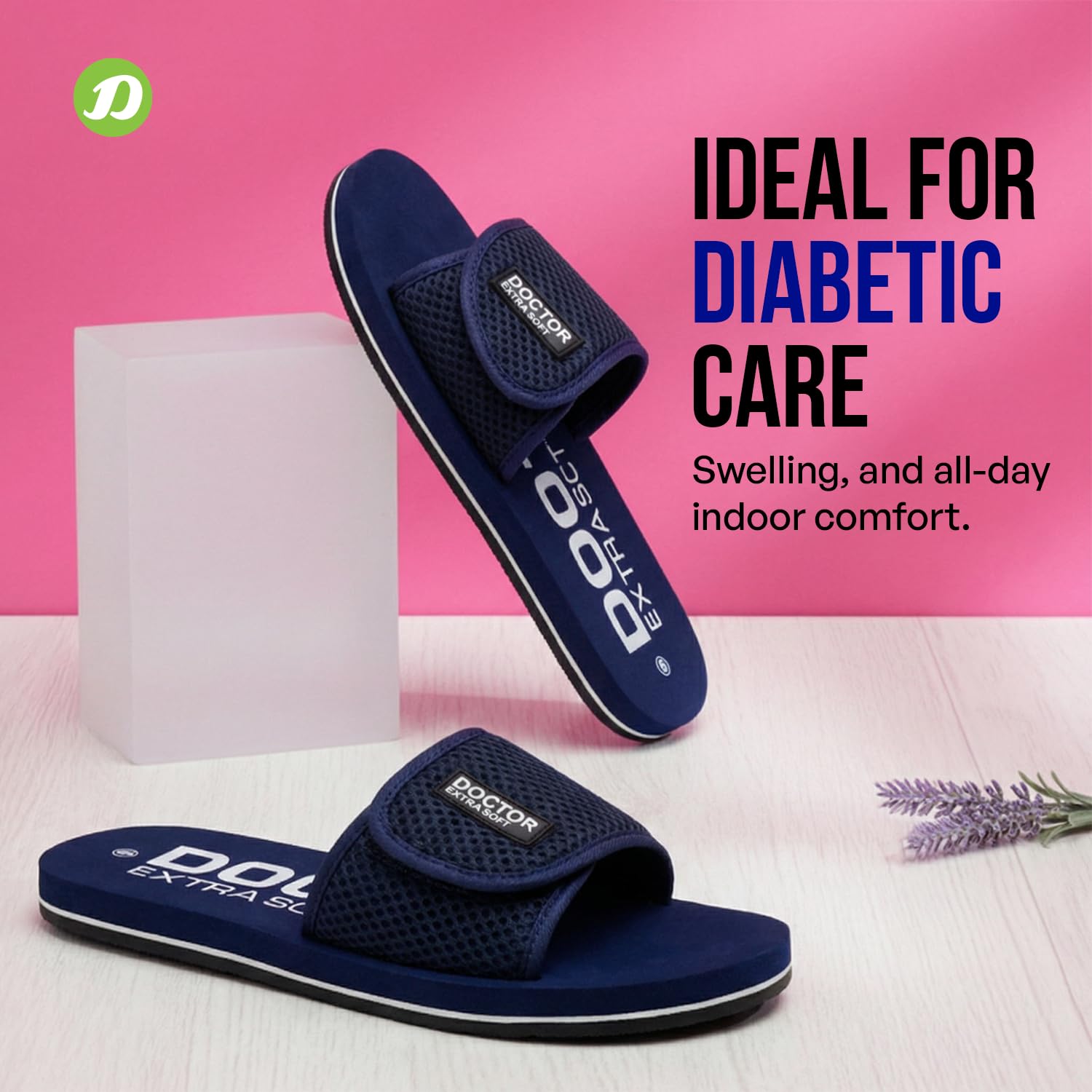 DOCTOR EXTRA SOFT Women's Orthopaedic and Diabetic Adjustable Strap Comfort Fitting Dr Flipflops and House Slippers for Women€™s and Girl€™s Slides OR-D-17-WOMEN-CUP-NAVY-9UK 2