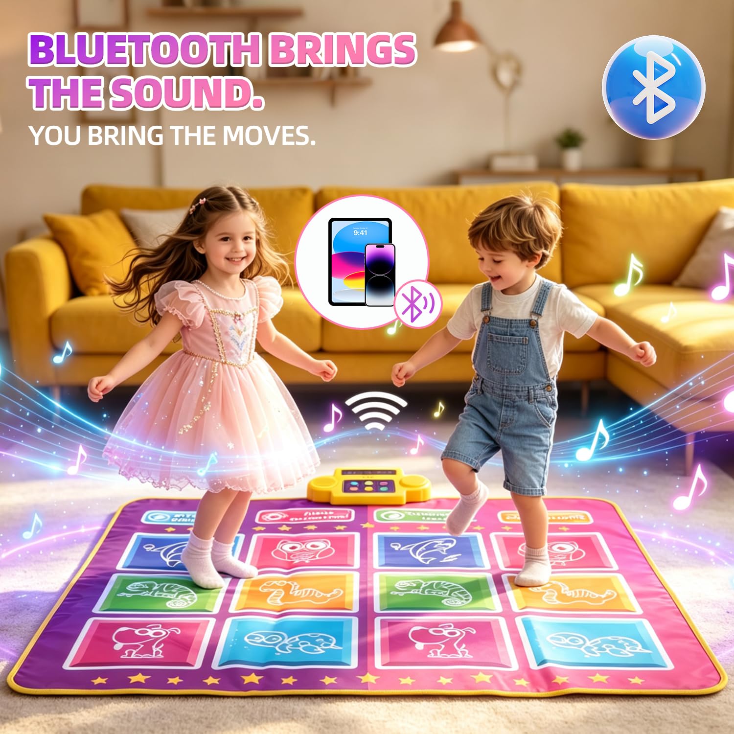 EagleStone Tappetino da ballo Bluetooth per bambini, 3 livelli di difficoltà, con volume regolabile, giocattolo regalo per bambini dai 3 ai 12 anni