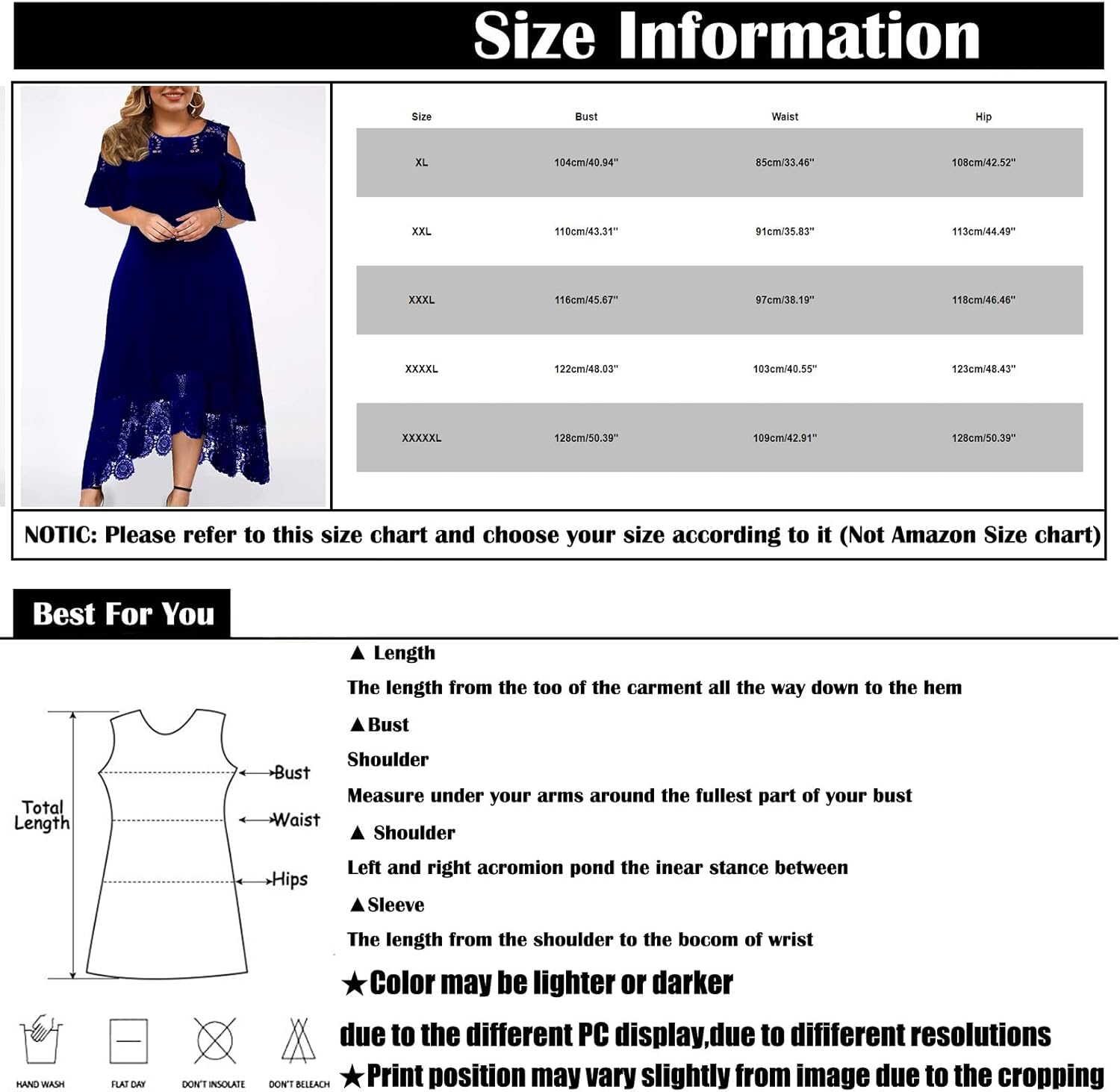 Miniatura 7 de MOBCTG Vestidos negros de talla grande, vestido de moda para mujer, con costuras de encaje con volantes, manga corta, sin tirantes, vestido de