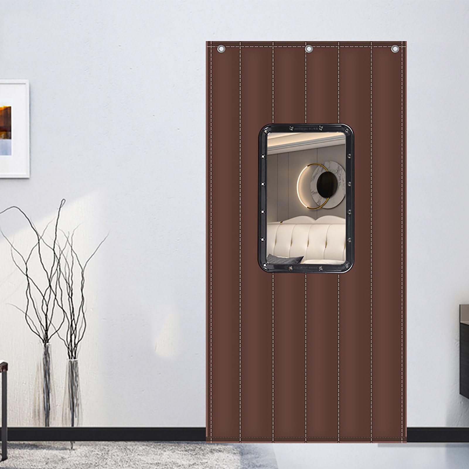 Rideau de Porte en Coton Isolation Thermique Intérieure, Rideau de Porte Coton Épais pour la Maison, Rideau Protection Contre Le Froid Très Résistant, pour Terrasse, Garage, Salon