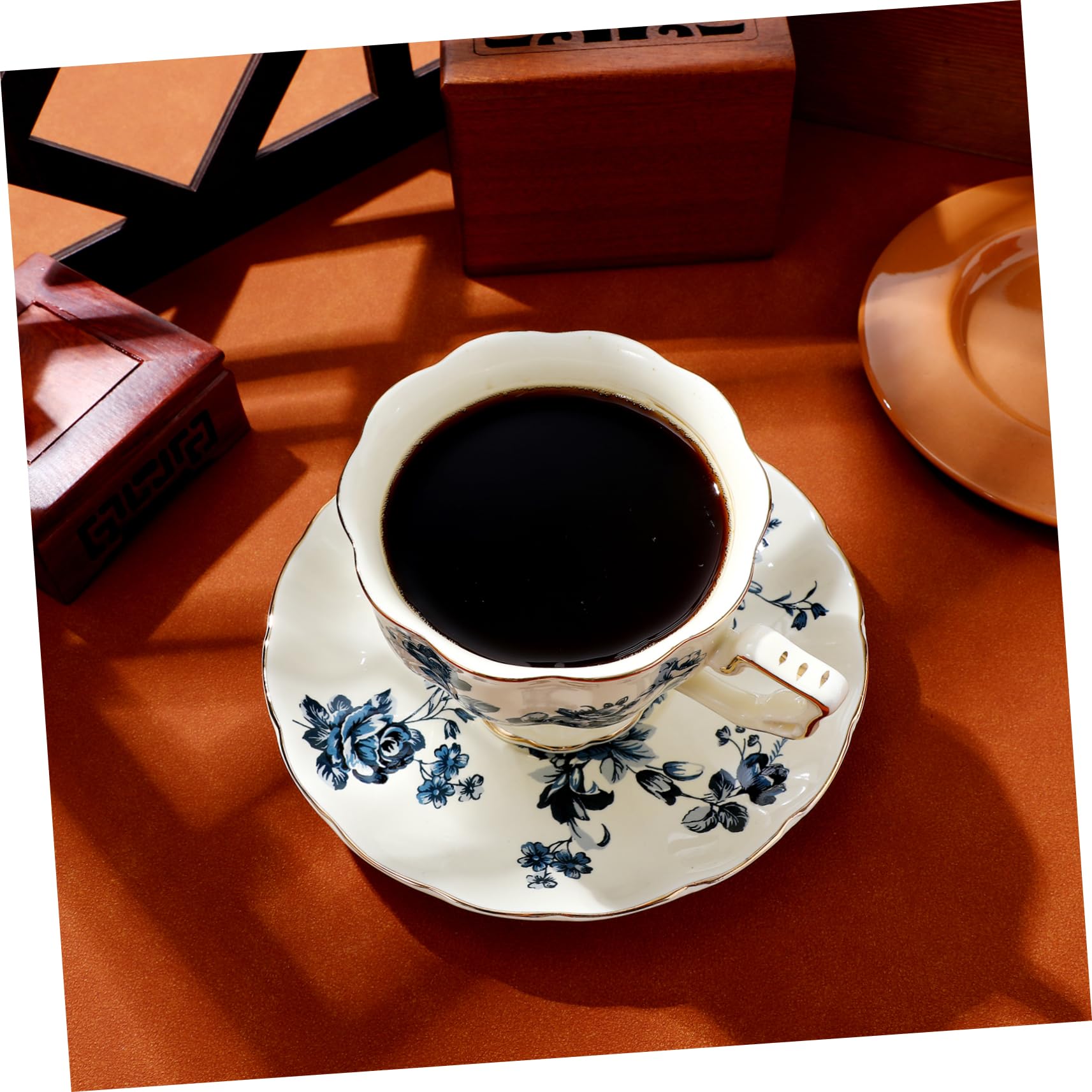Set Tazza e Piattino da Caffè in Ceramica Blu, 1 Pezzo | Superficie Liscia e Bordo Morbido, Leggero per Uso Quotidiano e Bar, Facile da Pulire