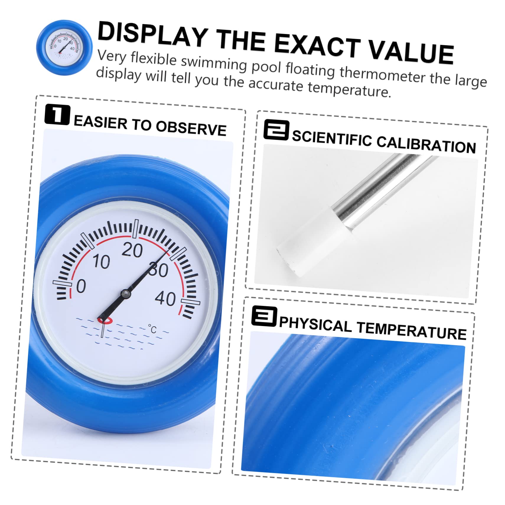Poolthermometer Blau Schwimmendes Edelstahl Stück Kunststoff 1