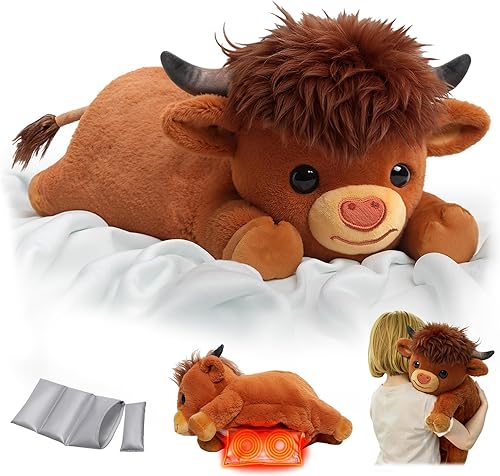 Mewaii Animales de Peluche con Peso con Almohadilla Térmica para Microondas - 5 lb Ajustable, Calentable y Enfriable Animal de Peluche de Vaca