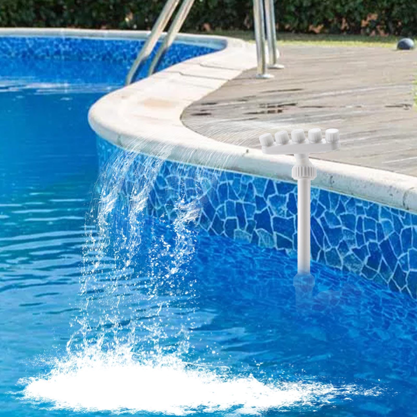 Fuente de piscina con 5 cabezas, pulverizador ajustable en cascada
