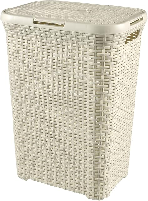 Curver Style 60 Litre Laundry Hamper, Vintage White