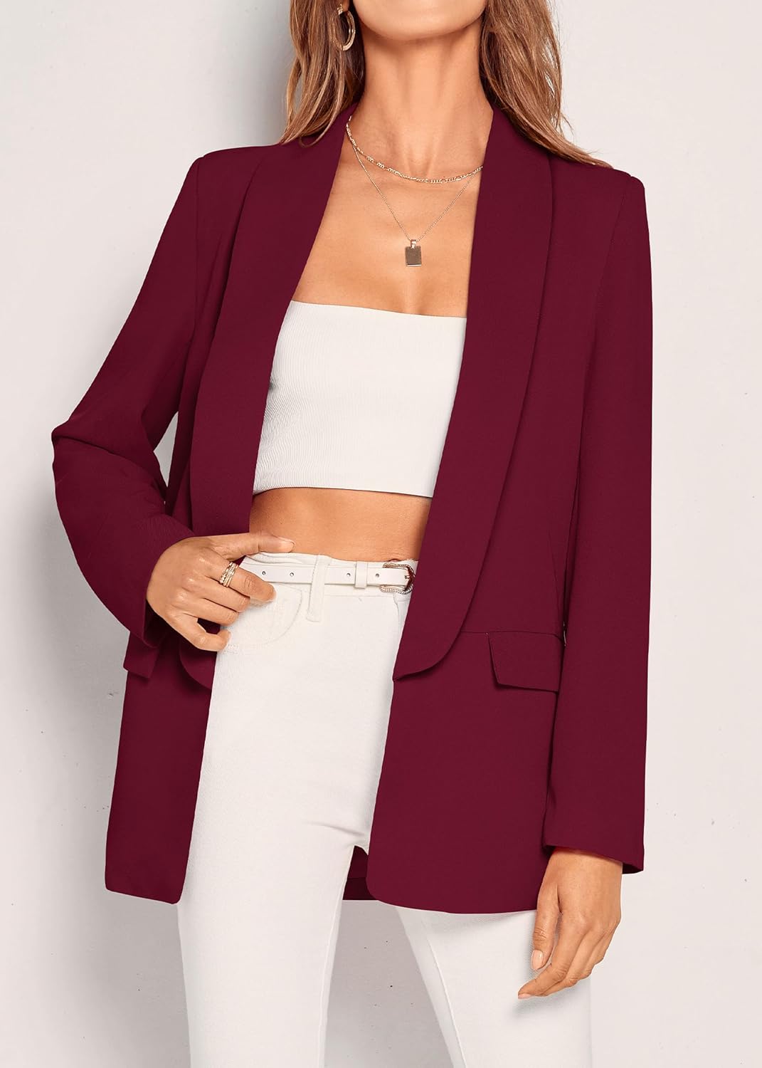 KIRUNDO Blazers for Women Oversized Business Casual 2026 Spring Fall Fashion Long Sleeve Open Front Work Office Suit Jackets - Image 4