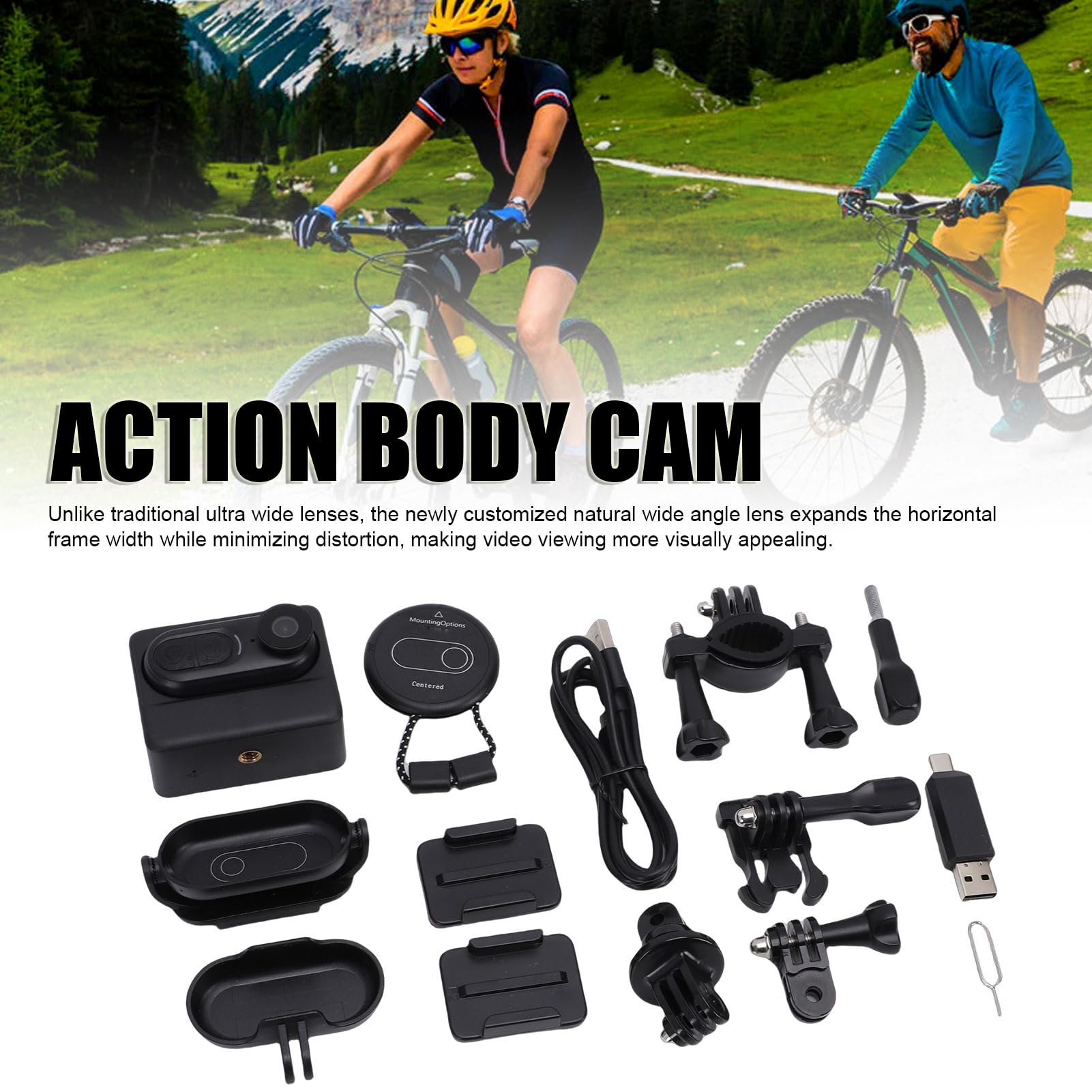 Akozon Videocamera Indossabile con Videocamera 4K FHD Grandangolare WiFi Sport POV Cam per Vlog Escursioni in Bicicletta