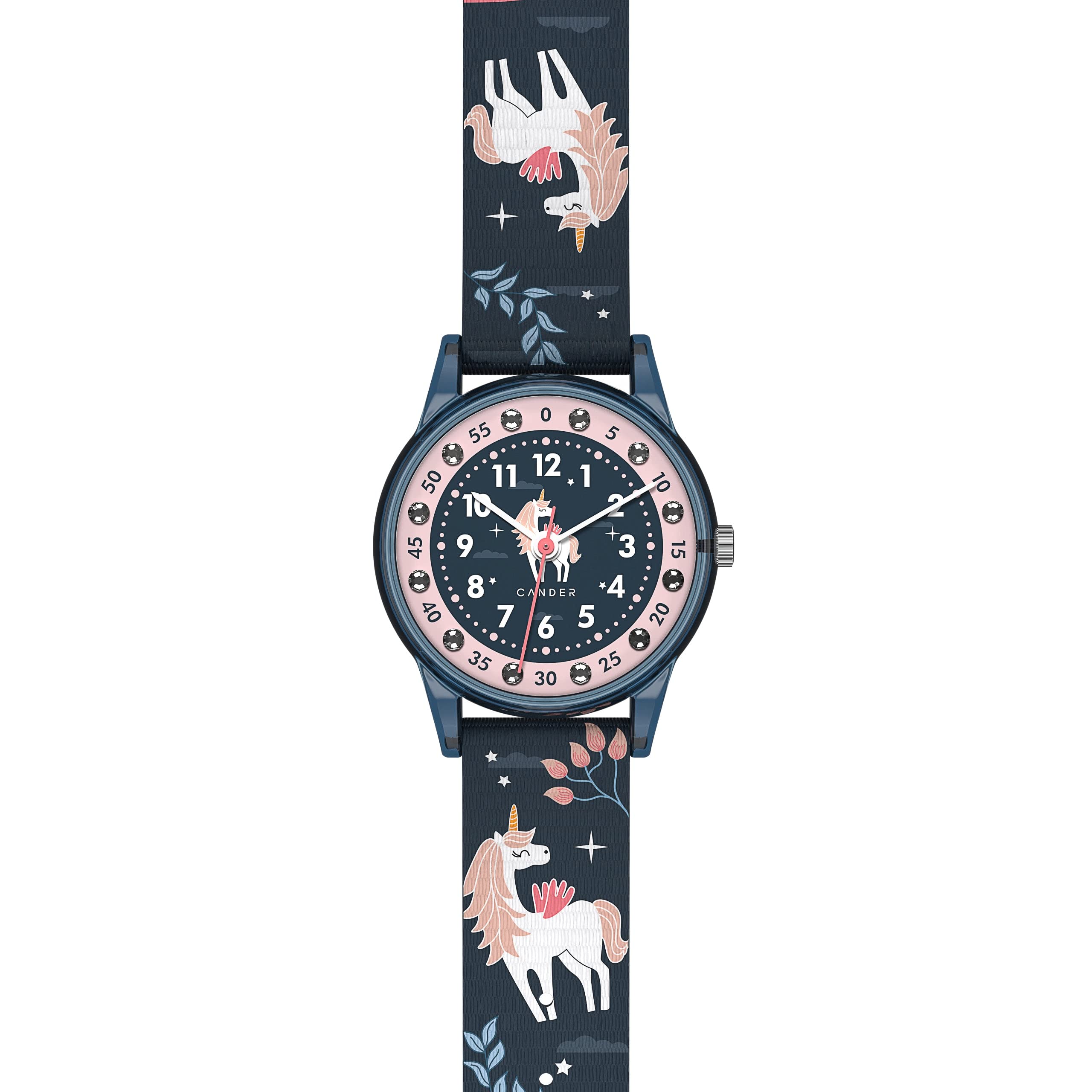 Cander Berlin MNA 4030 M Montre pour enfant 3 ATM étanche Montre garçon fille Montre d'apprentissage analogique turquois Licorne