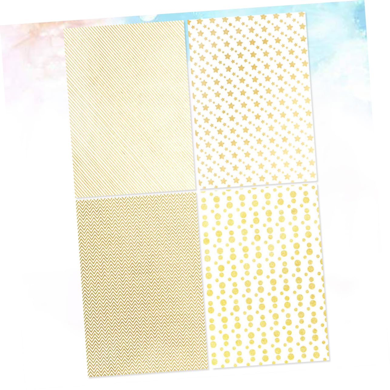 FRCOLOR Lot De 3 Rouleaux De Papier Doré De Luxe Motif Étoiles Pois Et Rayures Pour Anniversaire Mariage Fêtes 4 Pièces X 3