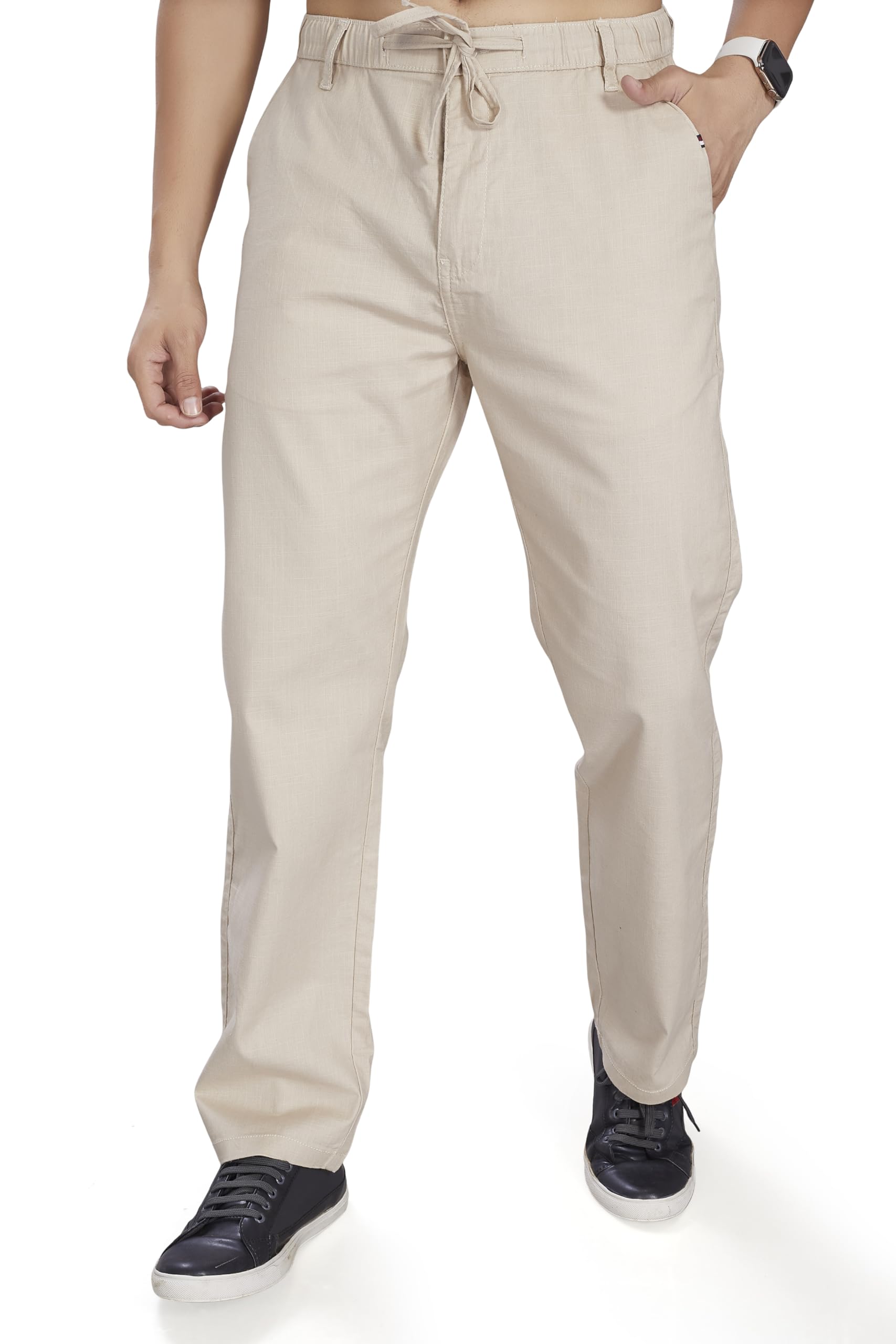 divisive Men's Relaxed Fit Cotton Linen Blend Trousers-picture-31