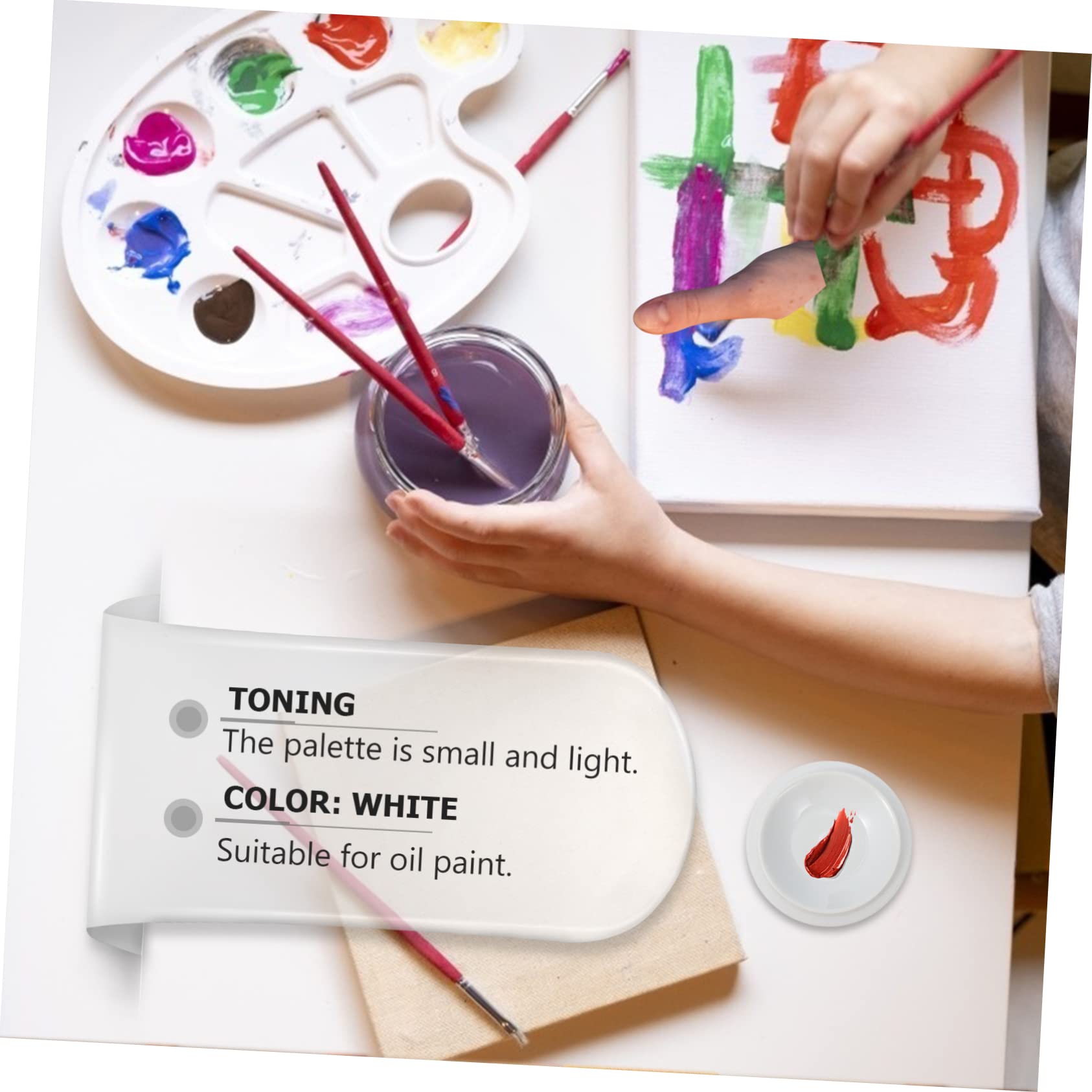 NUOBESTY Paletas de Pintura de Cerámica con Tapa, Paleta Multicapa para Mezclar Colores, Superficie Suave Adecuado para Dibujo y Caligrafía Artística