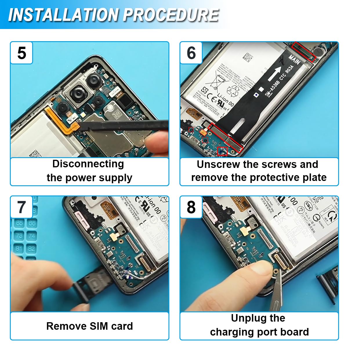 Zamiennik złącza dokującego portu ładowania do Samsung Galaxy A53 5G SM-A536B, szybkie ładowanie, port ładowania USB typu C, mikrofon płyta audio jack do Samsung Galaxy A53 5G 16,5 cala 2022