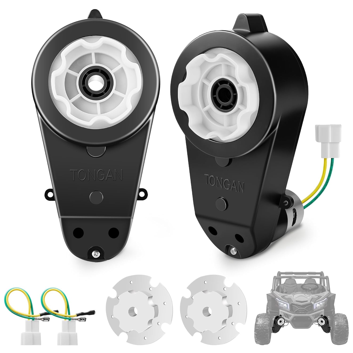 24 Volt RS555 35000 RPM High-Speed Motor Gearbox for Power Wheels Motor Upgrade, Pair of 24V Replacement Parts for Ride On Toys, High Torque Motor kit for Kid's Electric Vehicle Replace Parts (2)