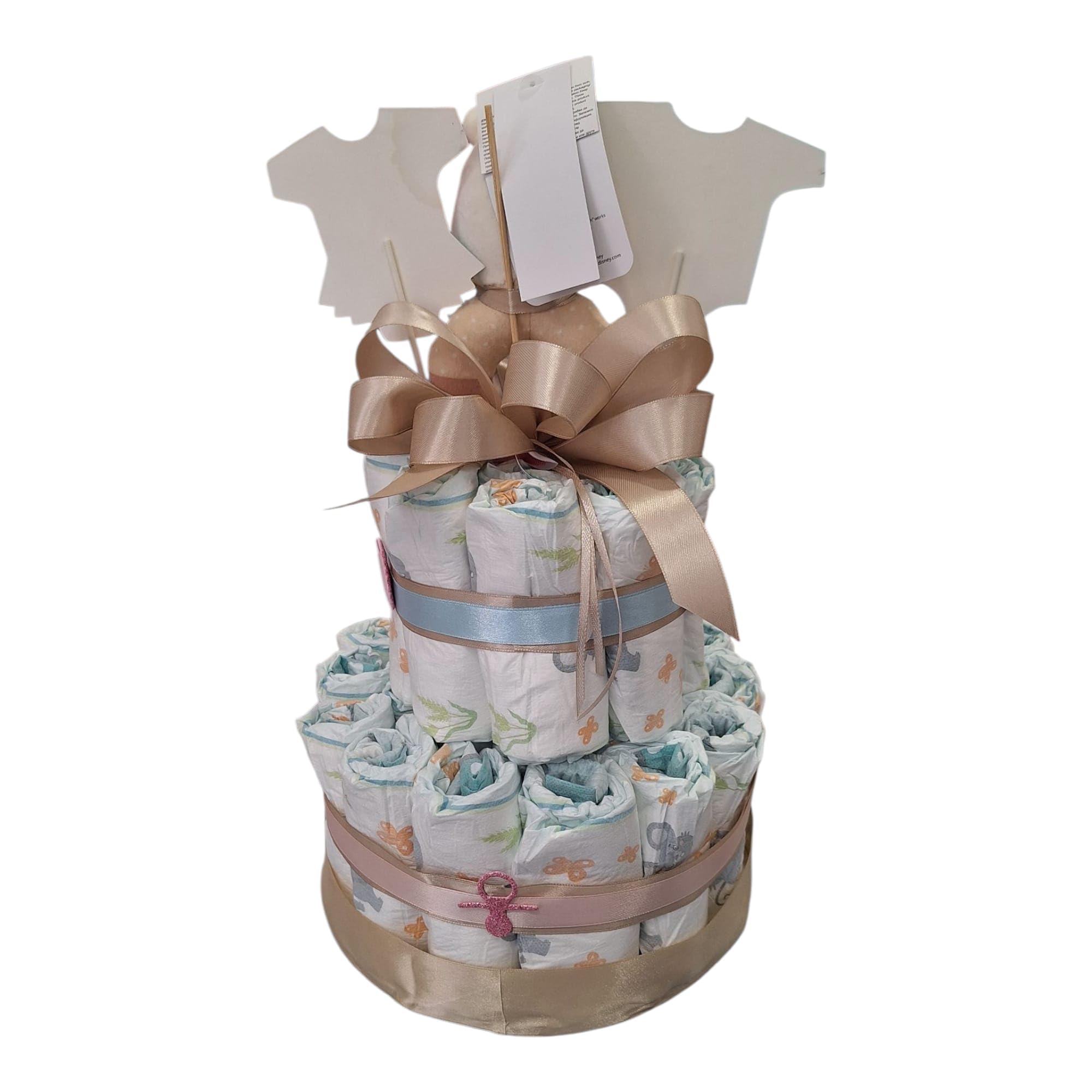 MC® Torta di Pannolini MC Composizioni Design Unisex a tema 'Boy/Girl', Regalo per Baby Shower Nascita
