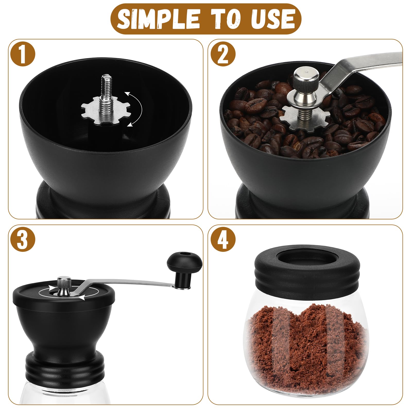 Macinacaffè Manuale Portatile Macina Caffè Manuale Maniglia In Acciaio Inossidabile Macinino Manuale Viene Fornito Con Due Barattoli Di Vetro Per Conservare Il Caffè